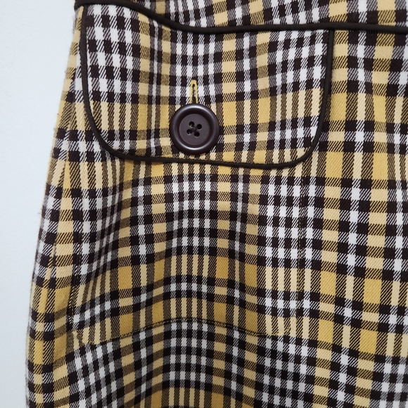 Harold’s Size 10 Brown White Yellow Plaid Mini Skirt Front Pockets Preppy 19" - Picture 2 of 14